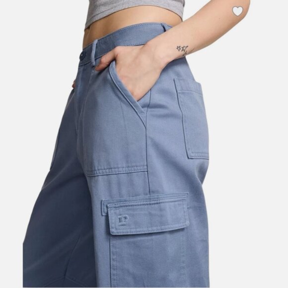 PINK Utility Cargo Pants Dusty Iris Blue Streetwear Boyfriend Mid Rise 31' Small - Picture 10 of 10